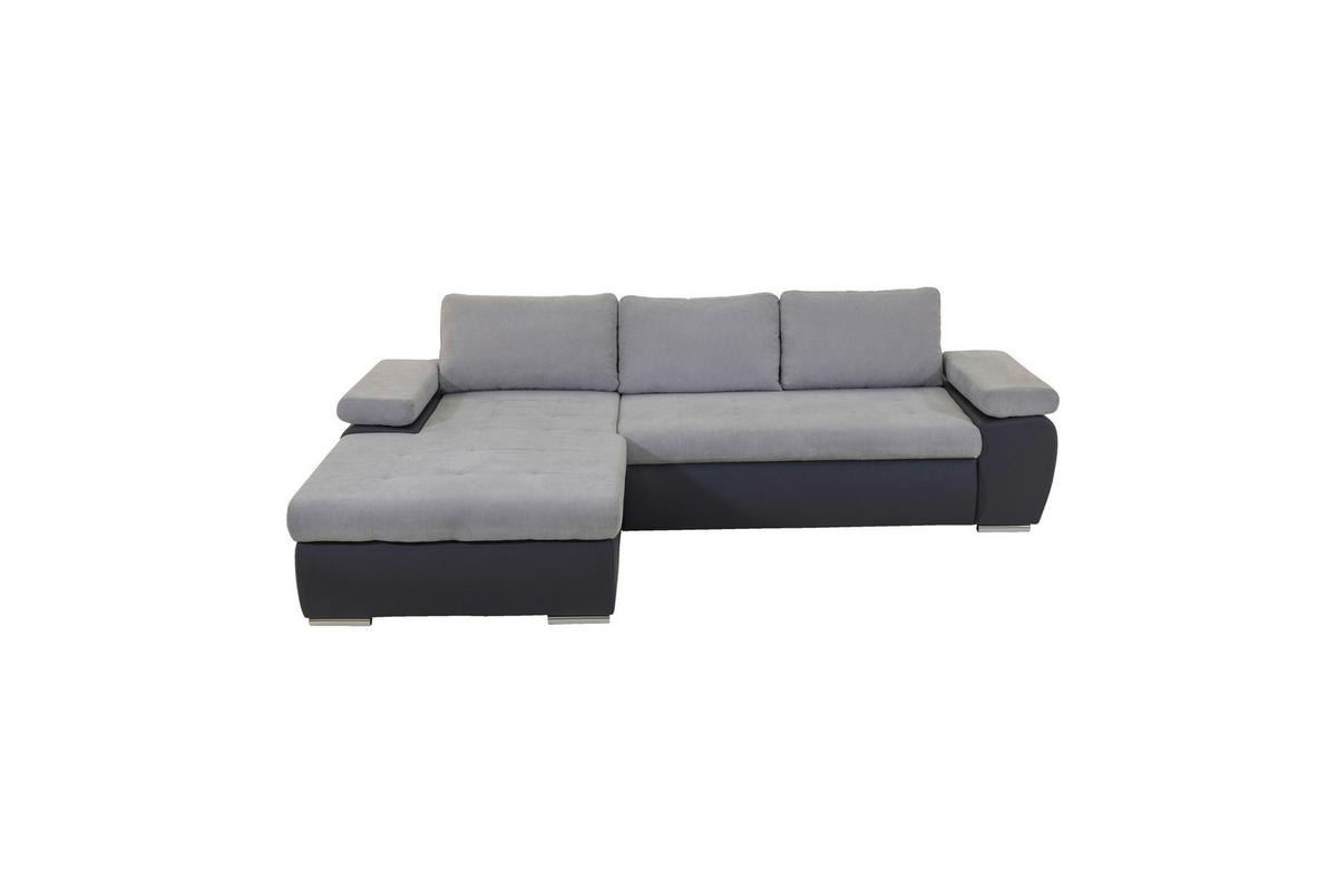 Sarokgarnitúra Joy I - világosszürke/barna, Design, textil (175/85/271cm)