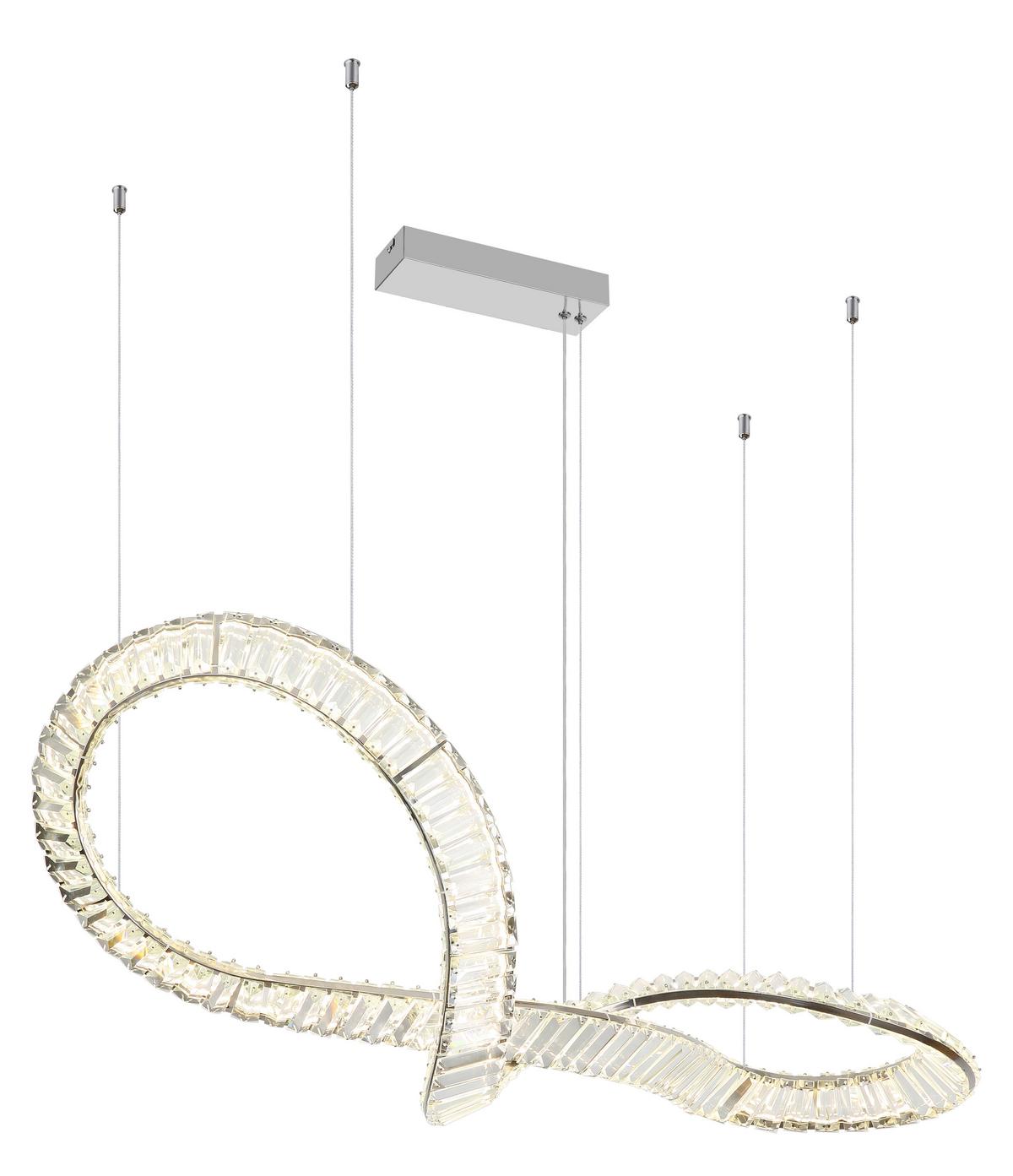 Hängeleuchte Neil Metall/Glas, ca. 110x33x120 cm - Klar/Chromfarben, Basics, Glas/Metall (110/33/120cm) - Globo