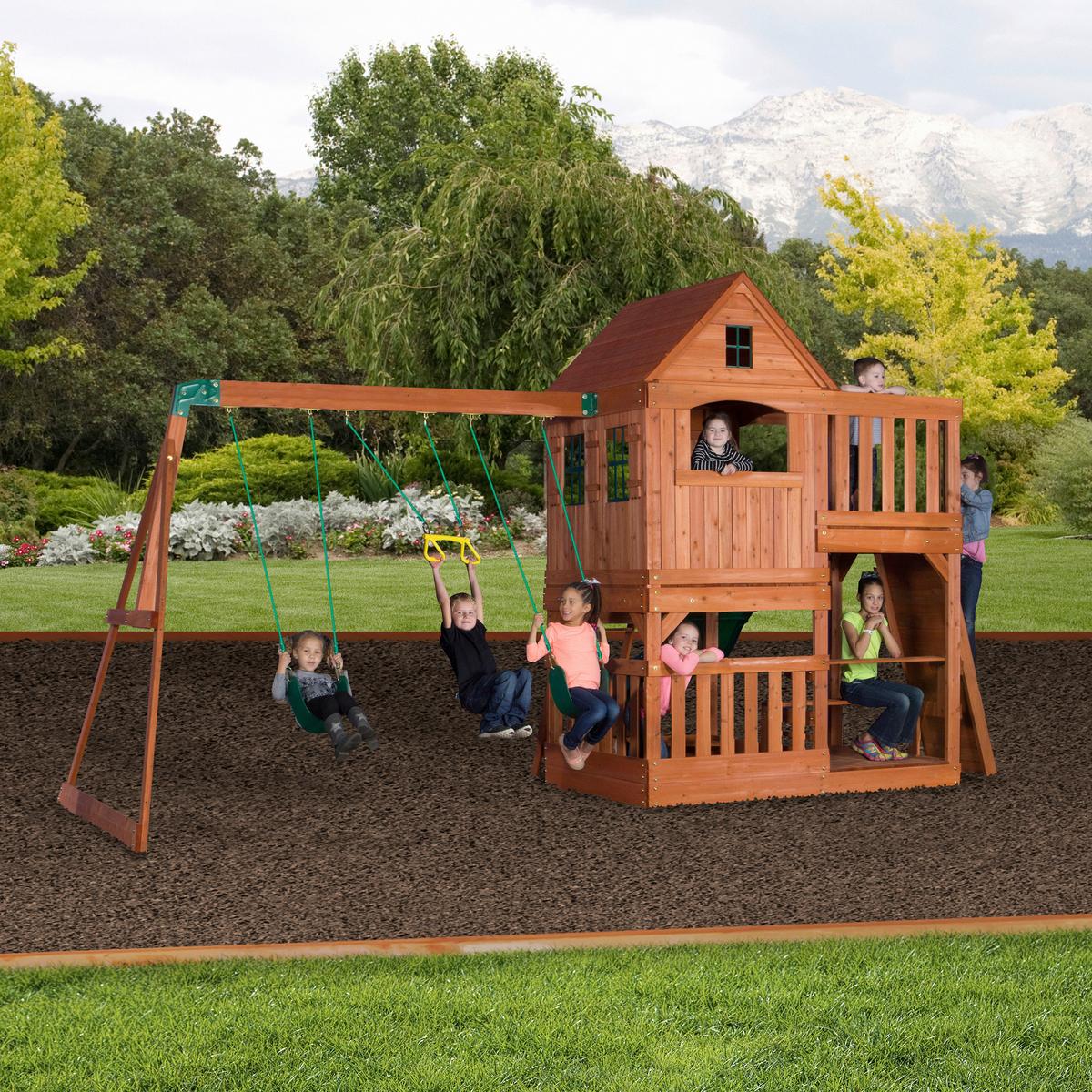 Spielturm Hill Crest Aus Zedernholz Massiv - Braun/Grün, KONVENTIONELL, Holz (537,2/290/409cm) - Ambia Garden