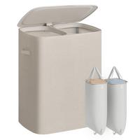 Wäschekorb Metall/Kunststoff/Textil - Beige, Basics, Kunststoff/Textil (56/70/40,5cm)