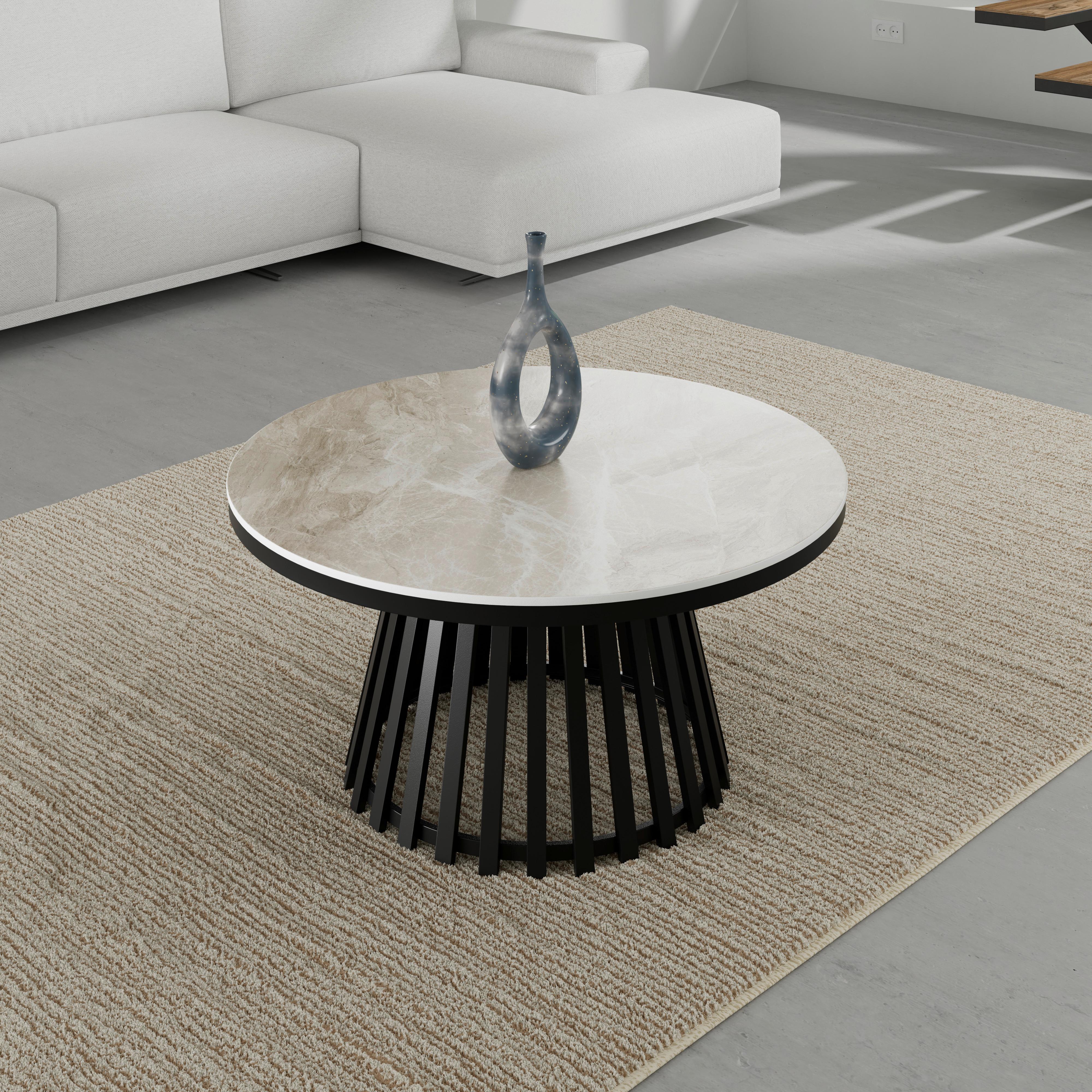 KONFERENČNÍ STOLEK PELA - šedá/černá, Moderní, kov/kompozitní dřevo (90/45/90cm) - Bessagi Home