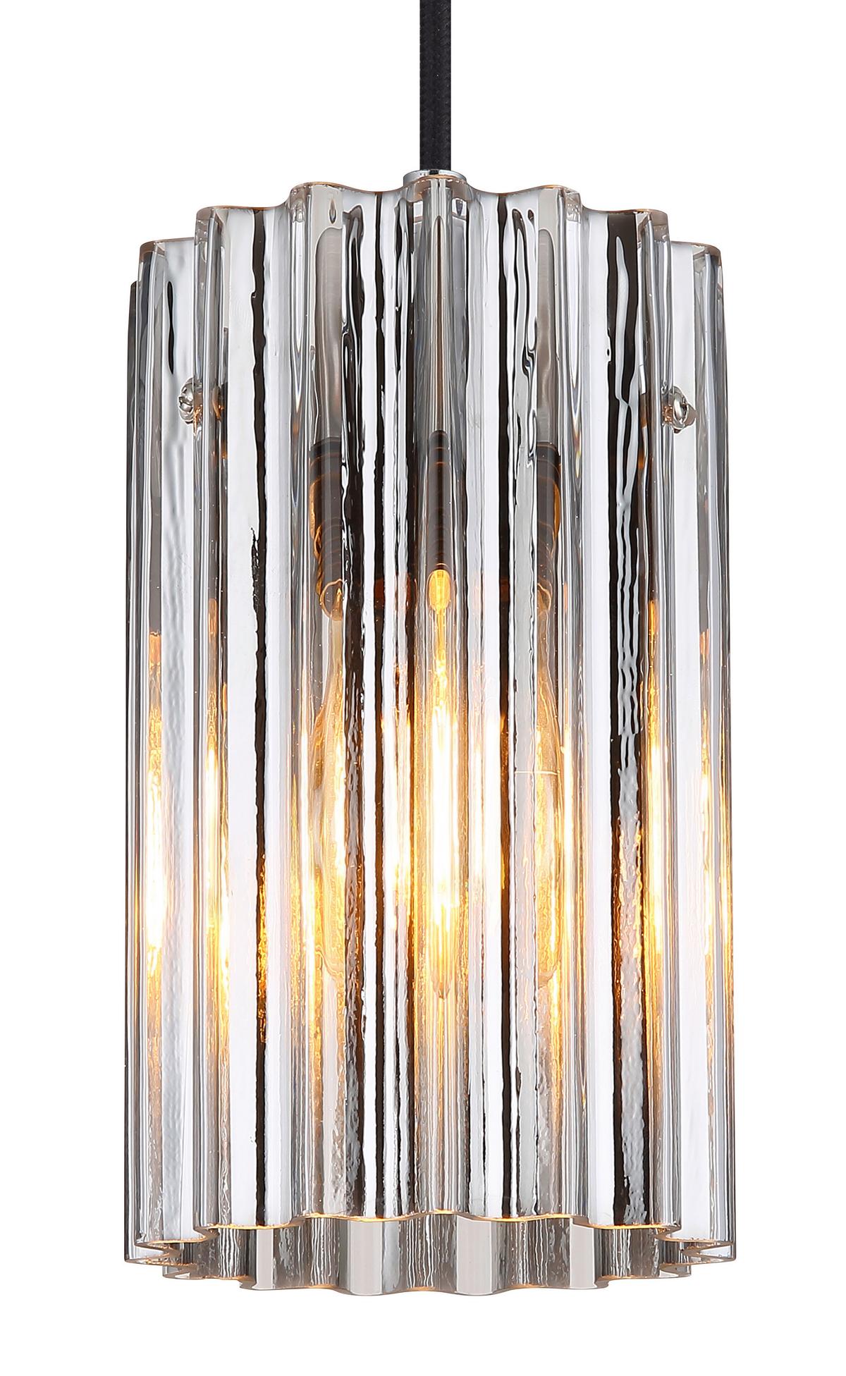 Hängeleuchte Klar Nickelfarben D: 11,5 cm - Klar/Nickelfarben, Design, Glas/Metall (11.5/120cm) - Globo