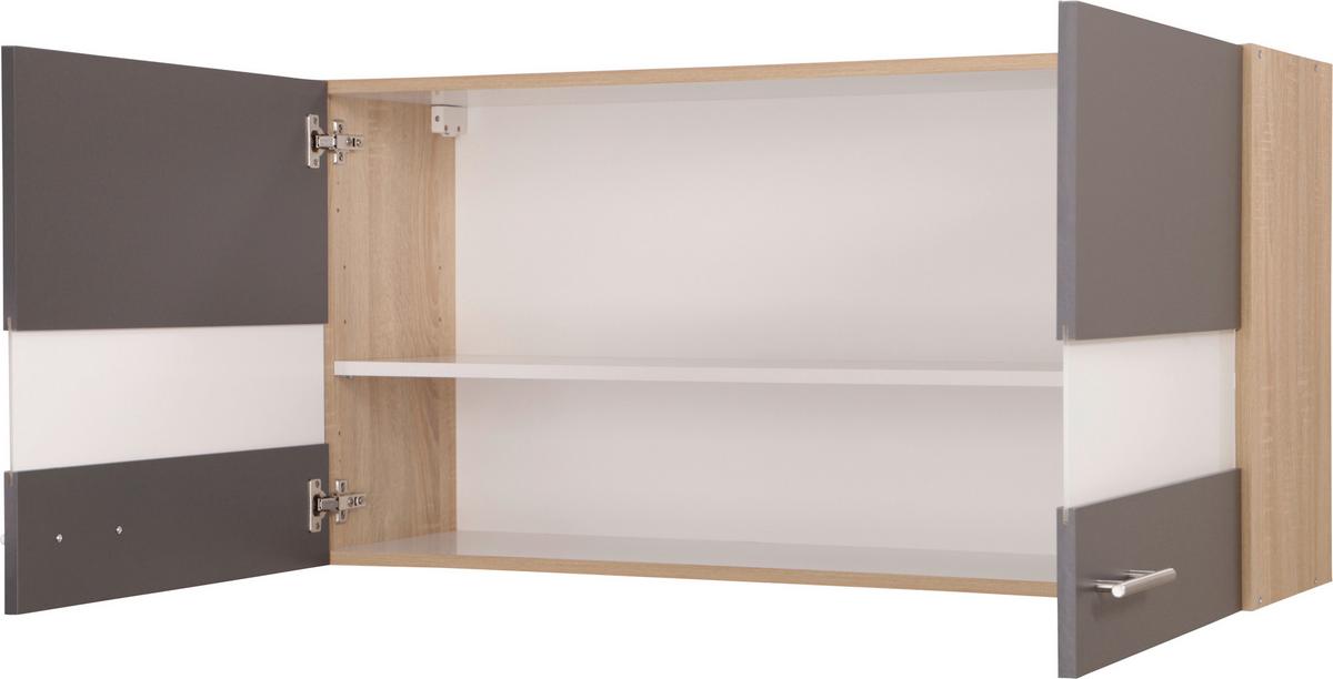 Küchenoberschrank Merle Grau/Eiche Dekor B:110cm - Eichefarben/Grau, Basics, Glas/Holzwerkstoff (110/56,1/34,6cm) - Respekta