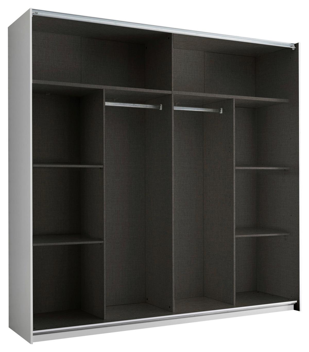 Schwebetürenschrank Neomi Weiß Dekor, B: 215cm - Weiß, Trend, Glas/Holzwerkstoff (215/210/60cm)