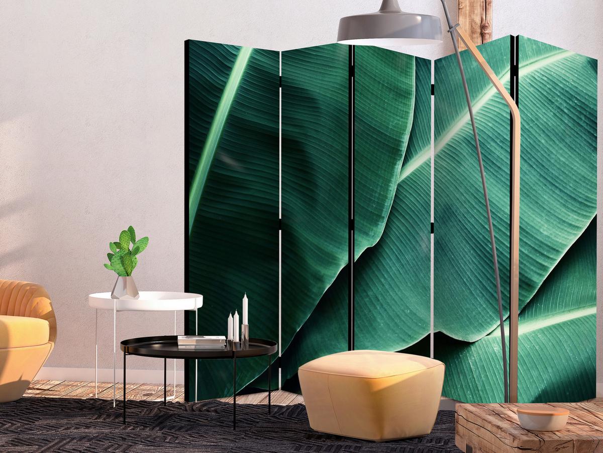 Paravent Dunkelgrün Mintgrün B: 225 cm - Dunkelgrün/Mintgrün, Basics, Holz/Textil (225/172/3cm) - artgeist