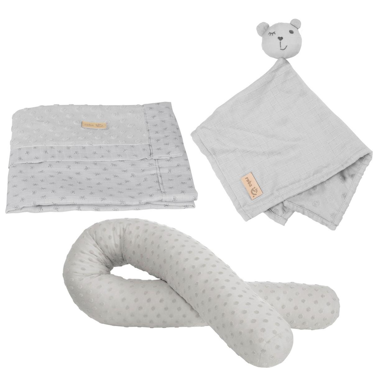 Geschenkset silbergrau Kuscheln & Spielen - Hellgrau, MODERN, Textil - Roba