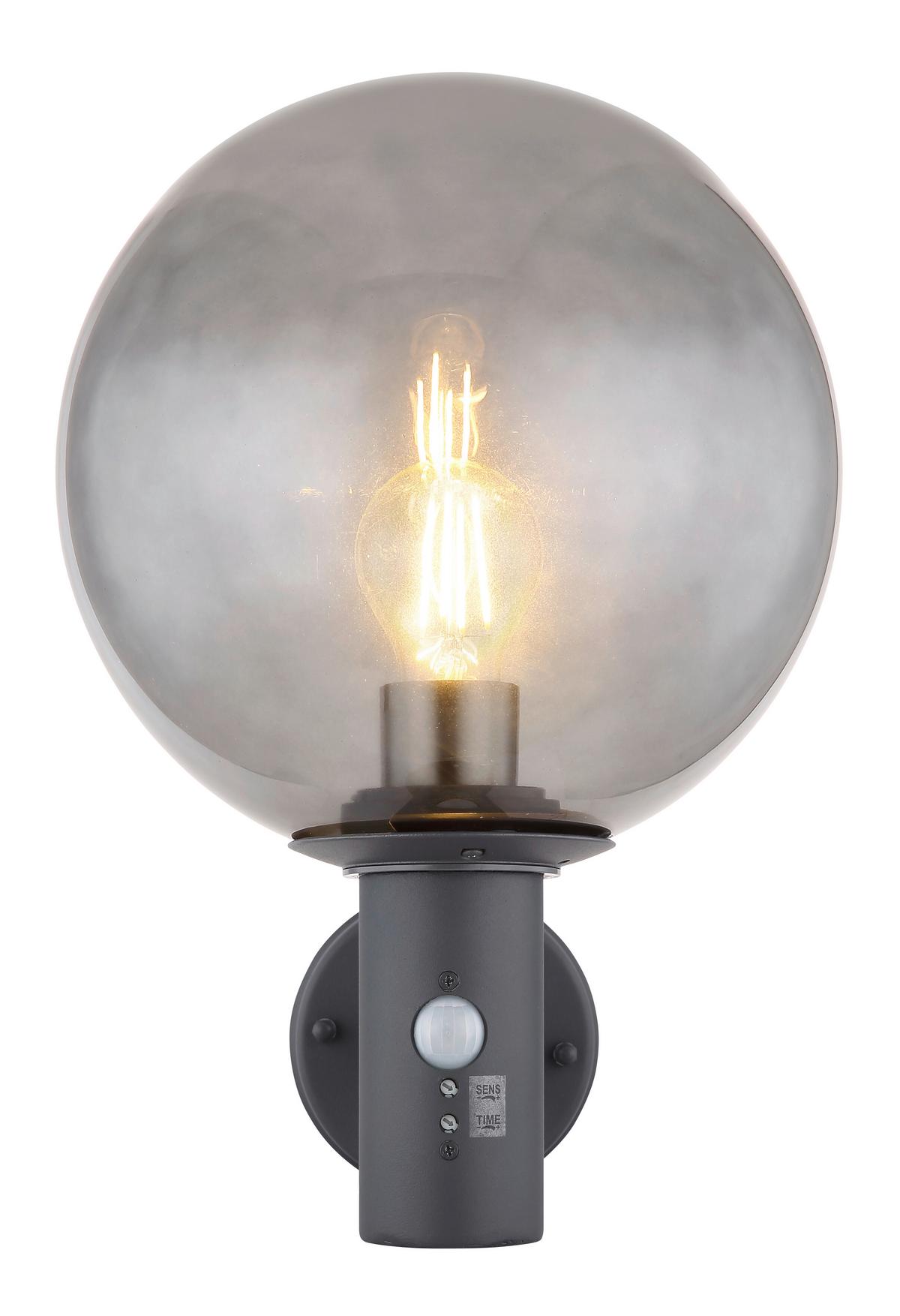 Außenleuchte Mit Bewegungsmelder 15 W - Anthrazit, Basics, Glas/Metall (25/37cm) - Globo