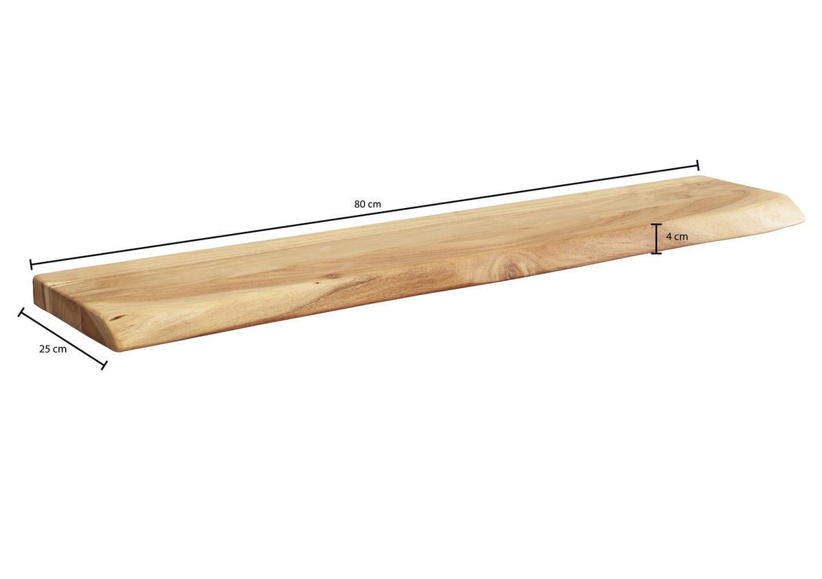 Wandregal Massiv B: 80 Cm Akaziefarben - Akaziefarben, MODERN, Holz (80/4/25cm) - MID.YOU