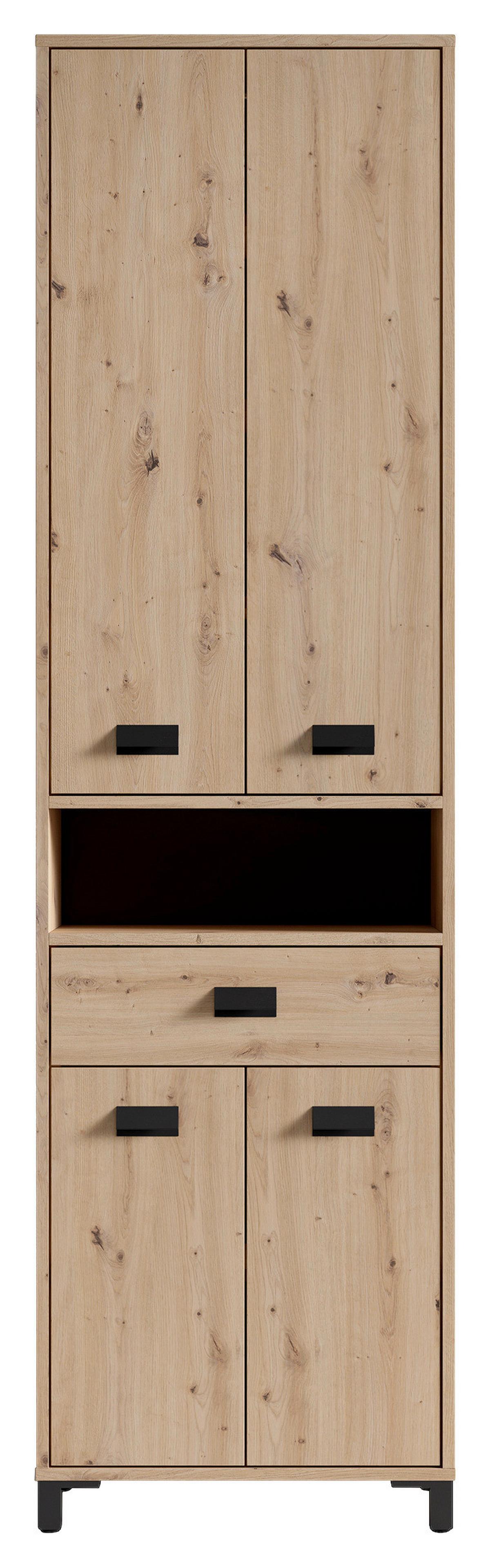 Badezimmer Wellness Eiche Arisan/schwarz B: 114 Cm - Schwarz/Eiche Artisan, MODERN, Holzwerkstoff/Kunststoff (114cm) - MID.YOU