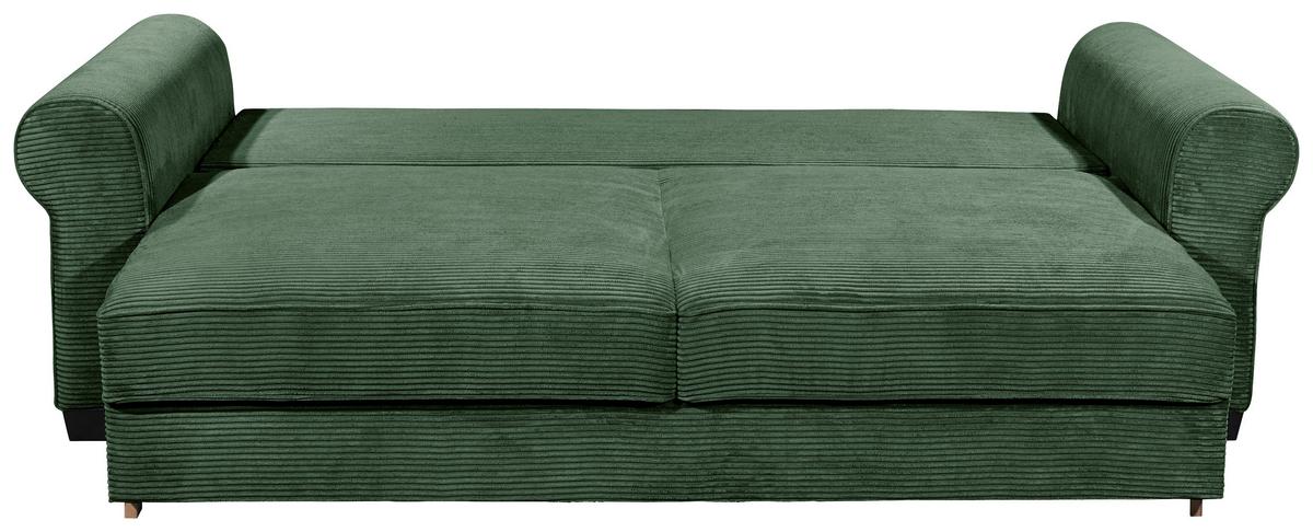 2-Sitzer-Sofa Mit Schlaffunktion Maureen B:247cm - Dunkelgrün/Schwarz, KONVENTIONELL, Textil (247/95/125cm) - Hom`in