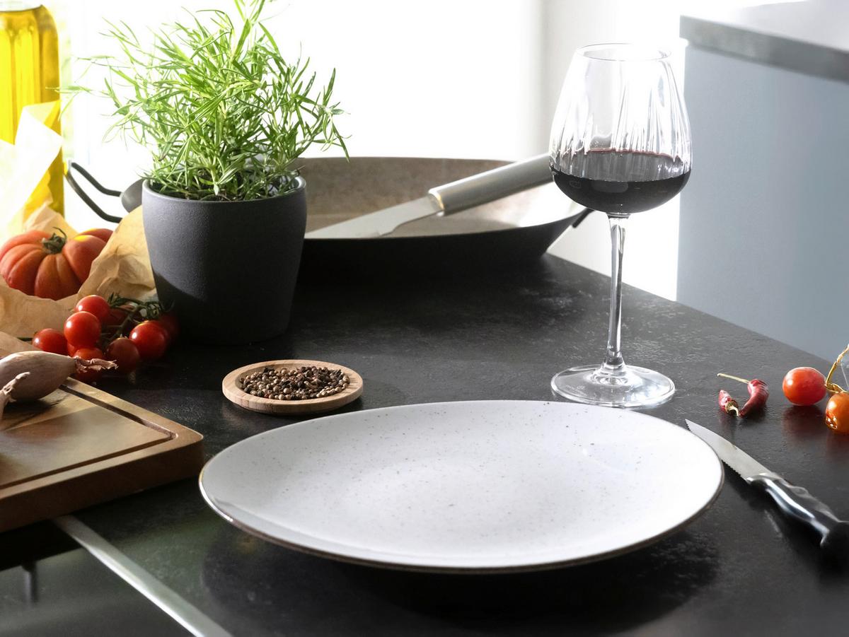 Steaktellerset Keramik, Grauweiß - Grauweiß, Basics, Keramik - Creatable