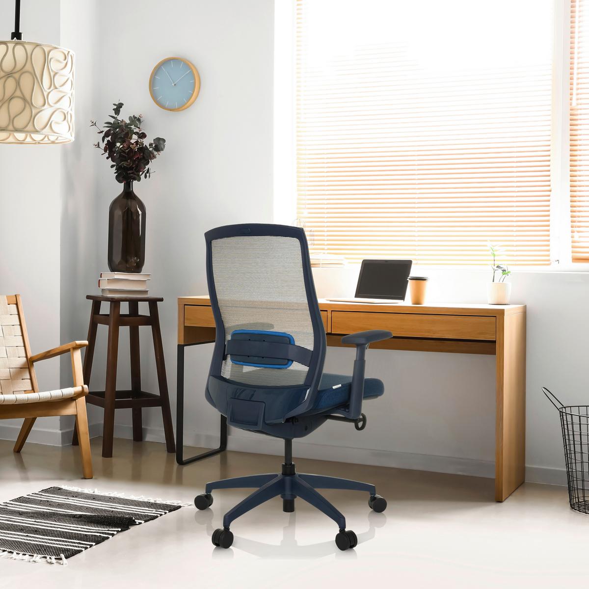 Drehstuhl Colore Blau B: 65 cm - Blau/Schwarz, MODERN, Kunststoff/Textil (65/95 - 103/70cm) - MID.YOU