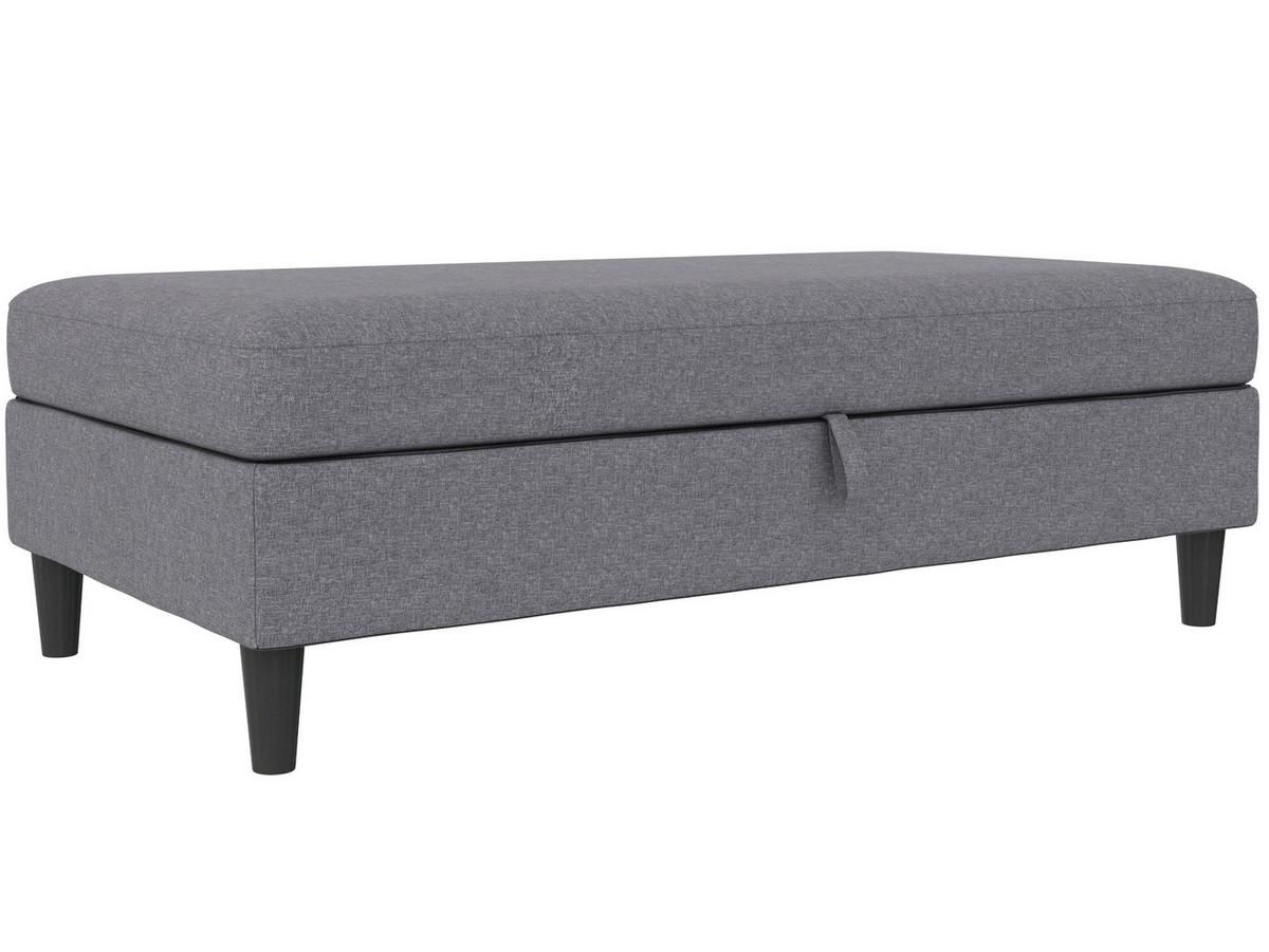 Hocker Hannover Grau, mit Stauraum - Schwarz/Grau, Basics, Textil (130/43/69cm) - Livetastic