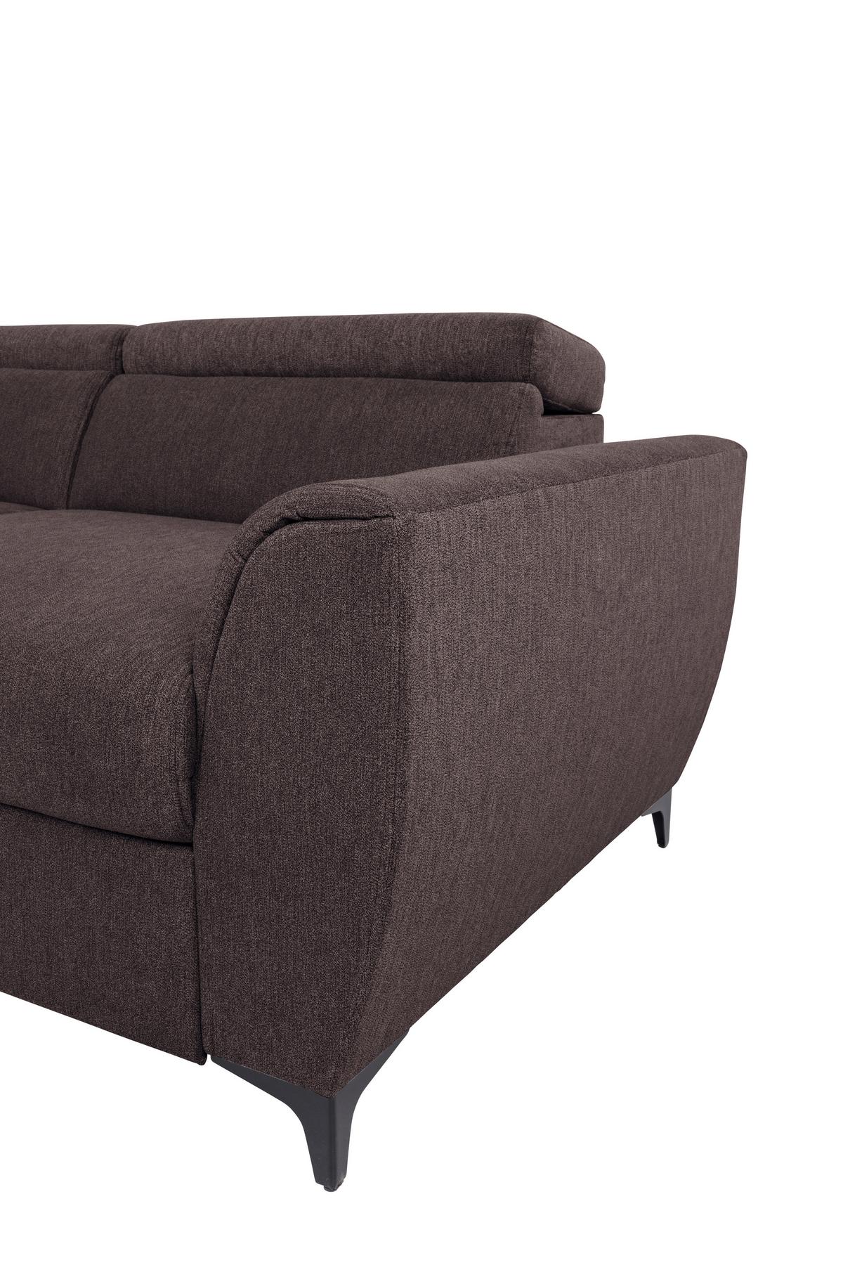 Ecksofa Lapis Dunkelbraun S: 217/255 Cm - Dunkelbraun/Schwarz, KONVENTIONELL, Textil (217/255cm) - MID.YOU