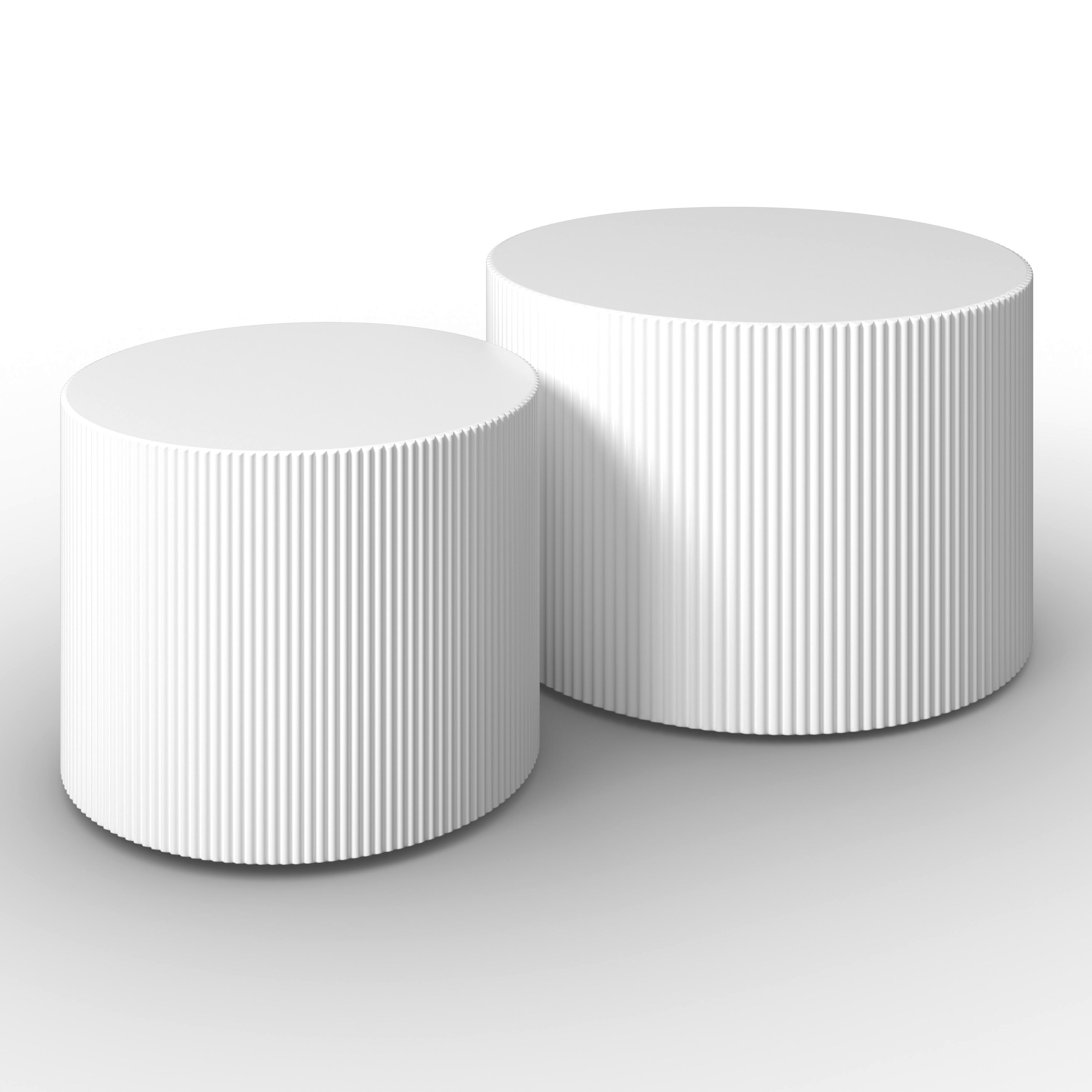 Konferenční stolek Arlo, P: 60/45 cm - bílá, Moderní, kompozitní dřevo (60/45/40/35/60/45cm) - Bessagi Home