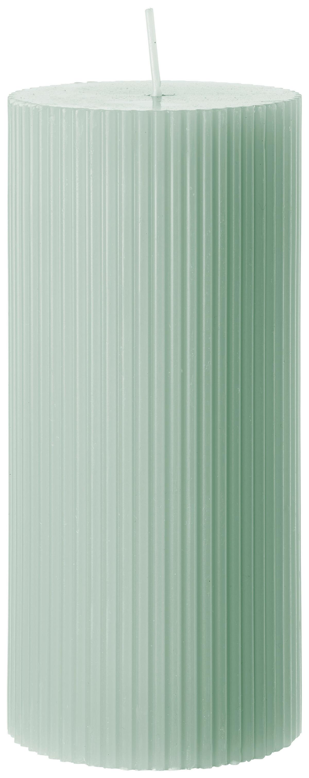 VÁLCOVÁ SVÍČKA STRIPES - bílá/růžová, přírodní materiály (7/15cm) - Premium Living