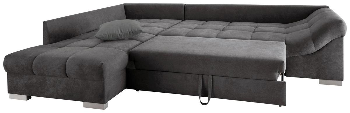 Eckschlafsofa Alvito Anthrazit S: 202/298 Cm - Anthrazit/Silberfarben, Design, Textil (202/298cm) - MID.YOU