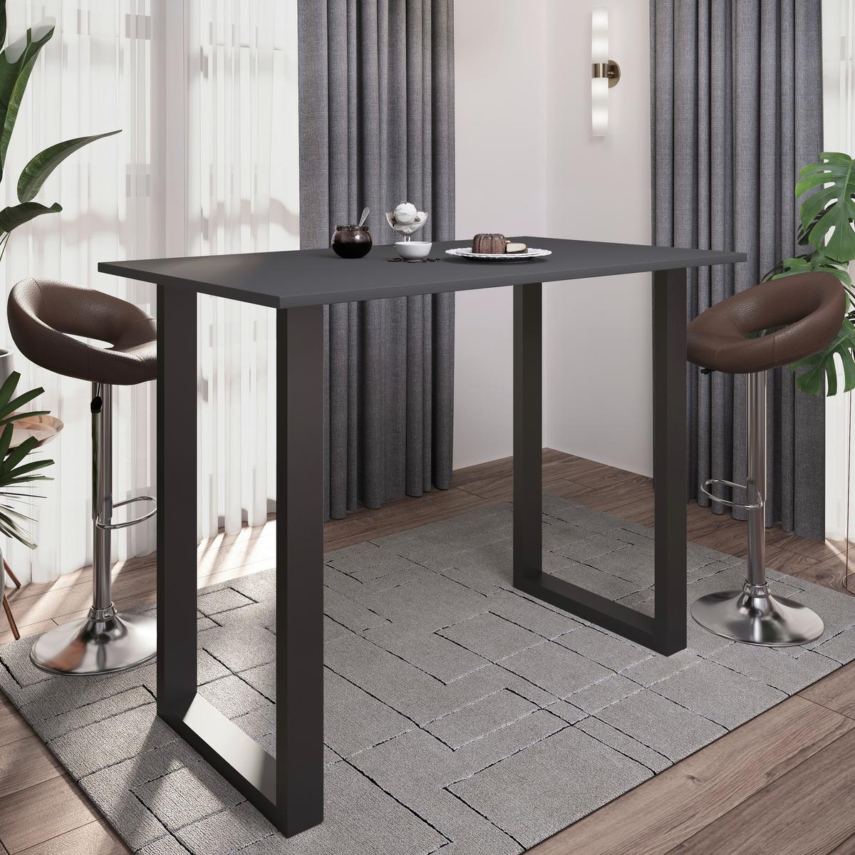 Bartisch Xona B 140x80 - Anthrazit/Schwarz, KONVENTIONELL, Holzwerkstoff/Metall (140/80/102cm)