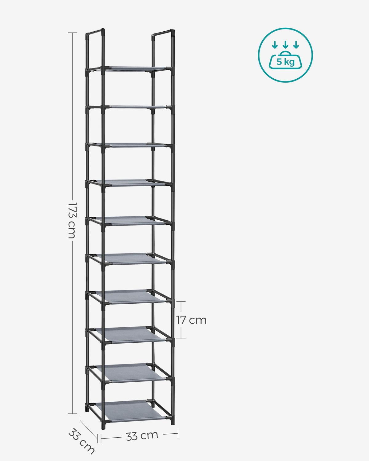 Schuhregal Grau B: 33cm - Grau, Basics, Kunststoff/Textil (33/173/33cm)