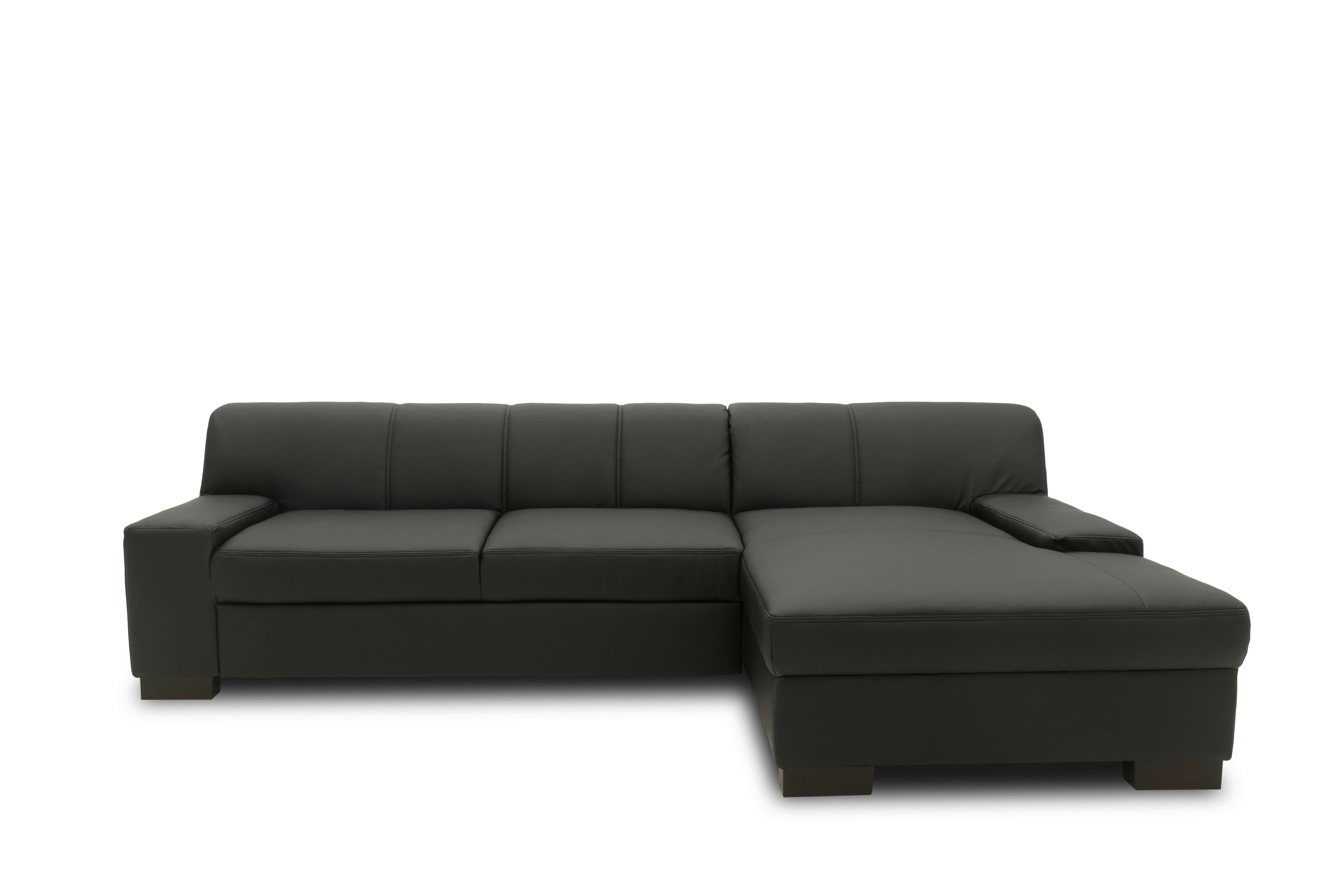 Ecksofa Mit Schlaffunktion Norma Schwarz Lederlook - Wengefarben/Schwarz, Design, Textil (268/153cm) - MID.YOU