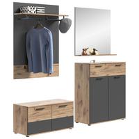 Mason B: 195 cm Nox Oak 4-teilig - Glas/Holzwerkstoff (195/200/38cm) - MID.YOU