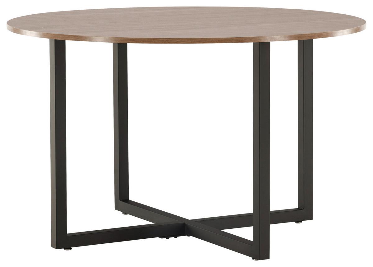 Esstisch Durango - Walnussfarben/Schwarz, Design, Holzwerkstoff/Metall (120/120/75cm) - Livetastic