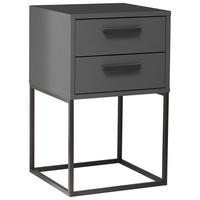 Nočný stolík SUNA 2 zásuvky dekor grafit - čierna/grafitová, Modern, kov/kompozitné drevo (40/65/38,5cm)