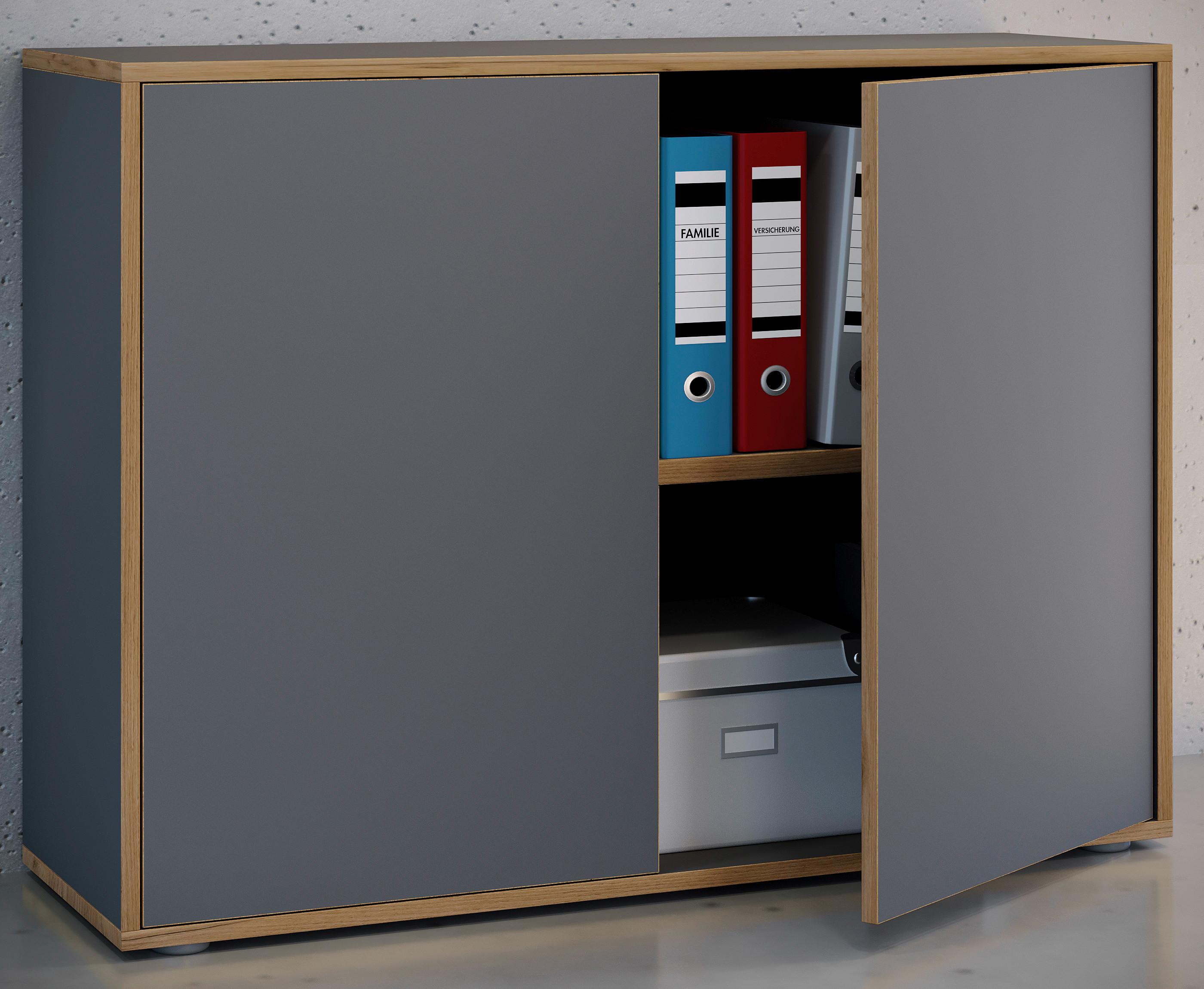 Aktenschrank Salia Anthrazit, Honigeiche B:100 Cm - Honigeiche/Anthrazit, Design, Holzwerkstoff (100/74/33cm) - MID.YOU