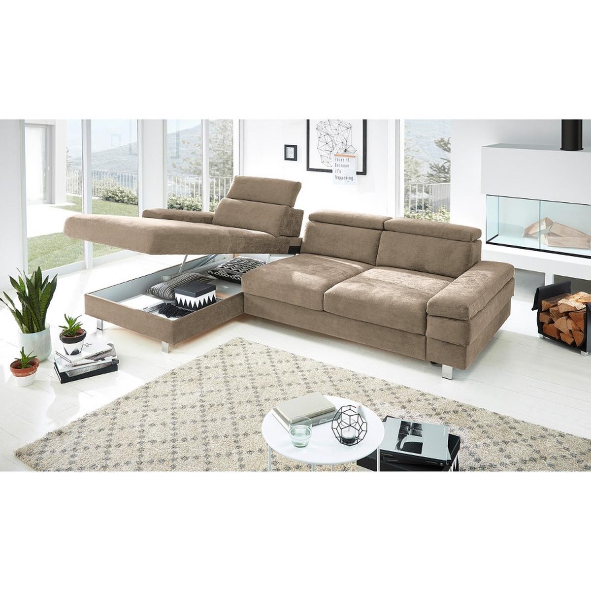 Ecksofa Elvis Schlammfarben S: 182x259 Cm - Schlammfarben/Silberfarben, KONVENTIONELL, Textil (182/259cm) - Trendmanufaktur