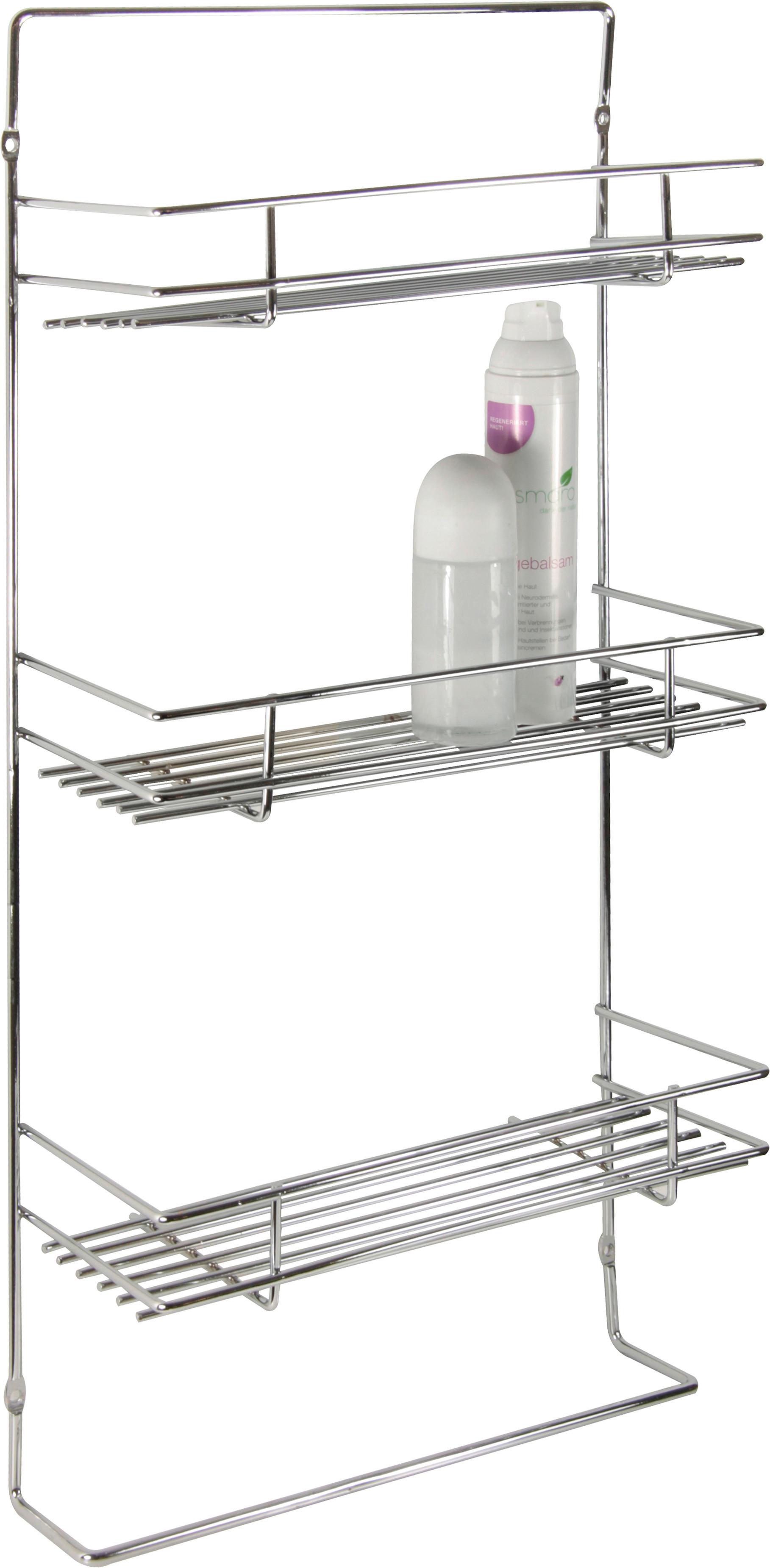 Duschregal 3 Ablagen Rechteckig 28x55cm Palermo - Silberfarben, KONVENTIONELL, Metall (28/55/11cm)