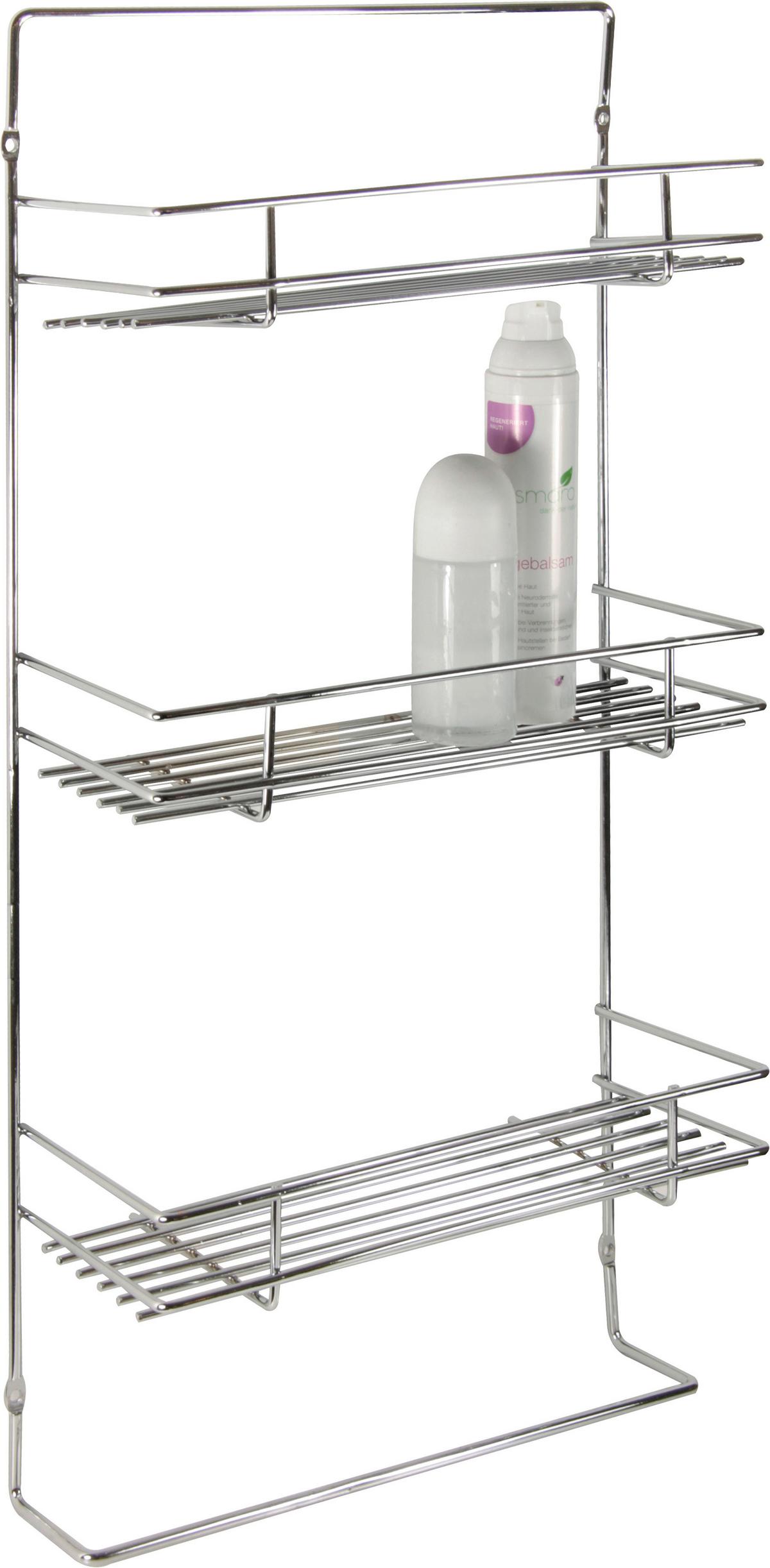 Duschregal 3 Ablagen Rechteckig 28x55cm Palermo - Silberfarben, KONVENTIONELL, Metall (28/55/11cm)