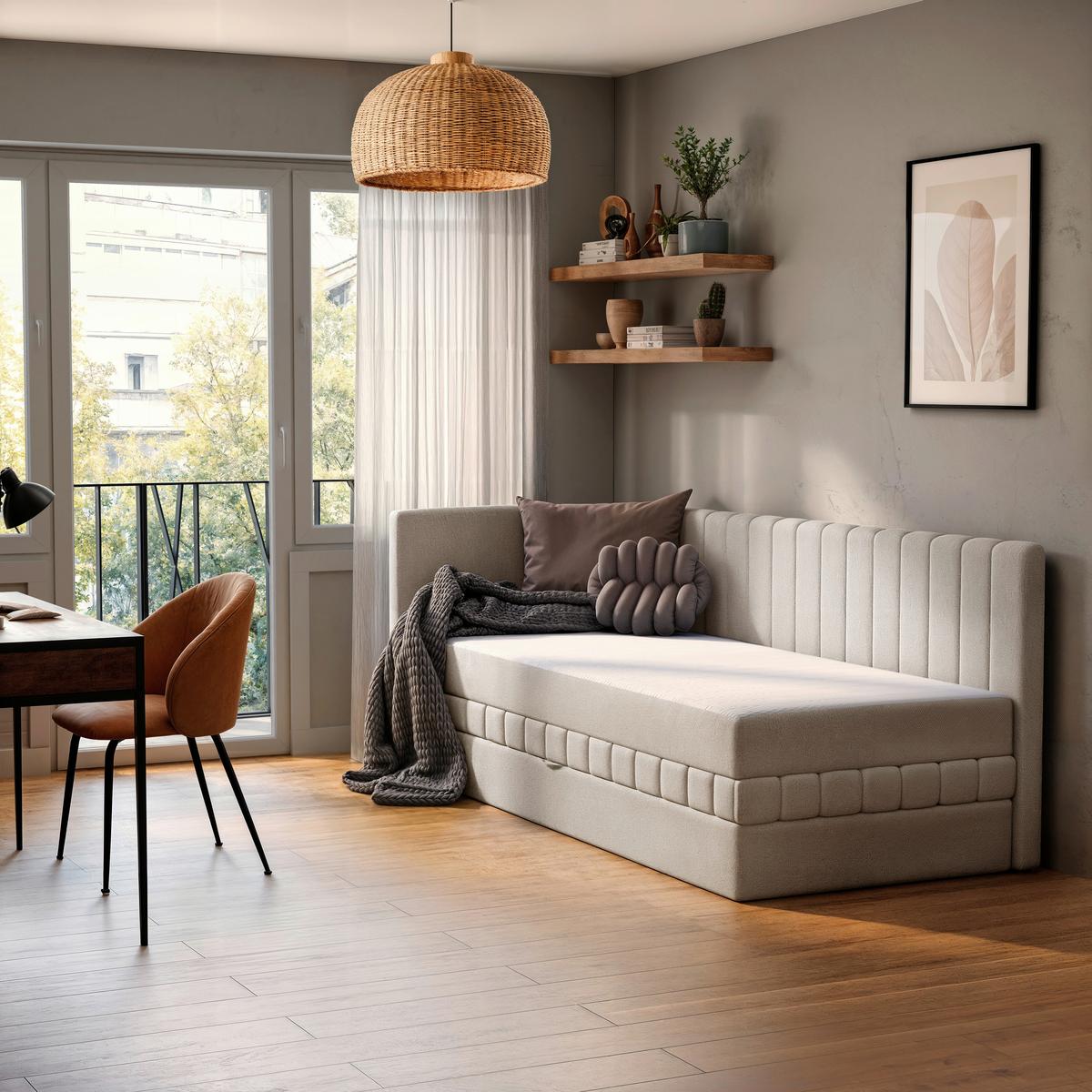 Schlafsofa Roma, Beige B: 212 Cm - Beige/Schwarz, Design, Textil (99/83/212cm) - MID.YOU