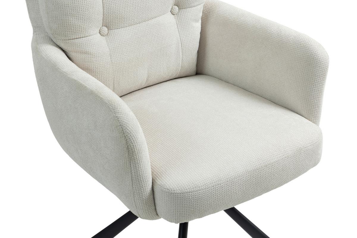 Armlehnstuhl Lina Creme Sitzfl. 180°drehbar, B: 60cm - Creme/Schwarz, KONVENTIONELL, Textil/Metall (60/95/67cm) - MID.YOU