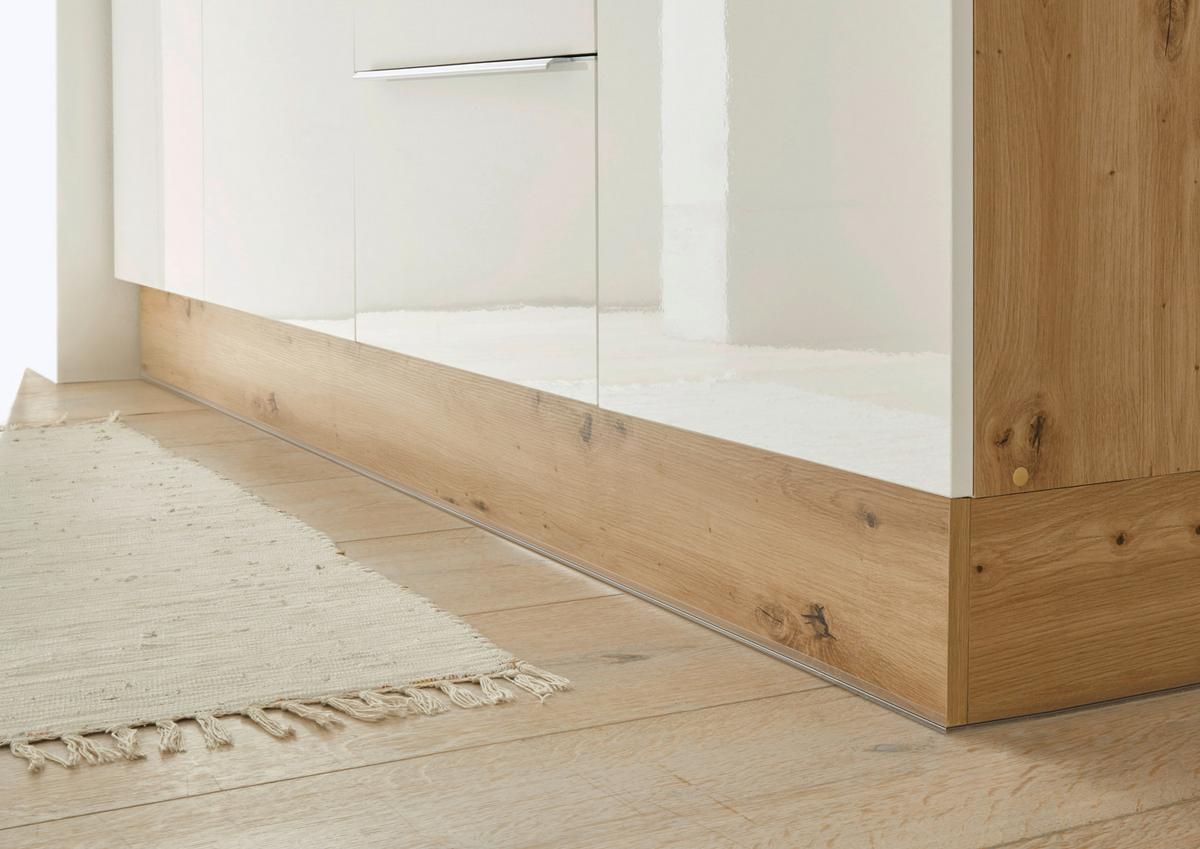 Eckküche mit Geräten 280x170 cm Weiß/Eiche Dekor, Modern - Weiß Hochglanz/Eiche Artisan, LIFESTYLE, Holzwerkstoff (280/170cm) - Respekta