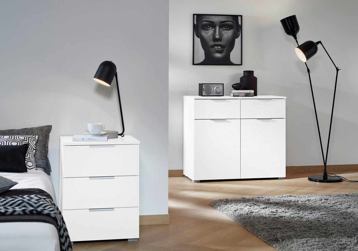 Nachtkästchen Weiß H: 62 Cm Alabama - Alufarben/Weiß, MODERN, Holzwerkstoff (47/62/42cm) - Rauch Möbel