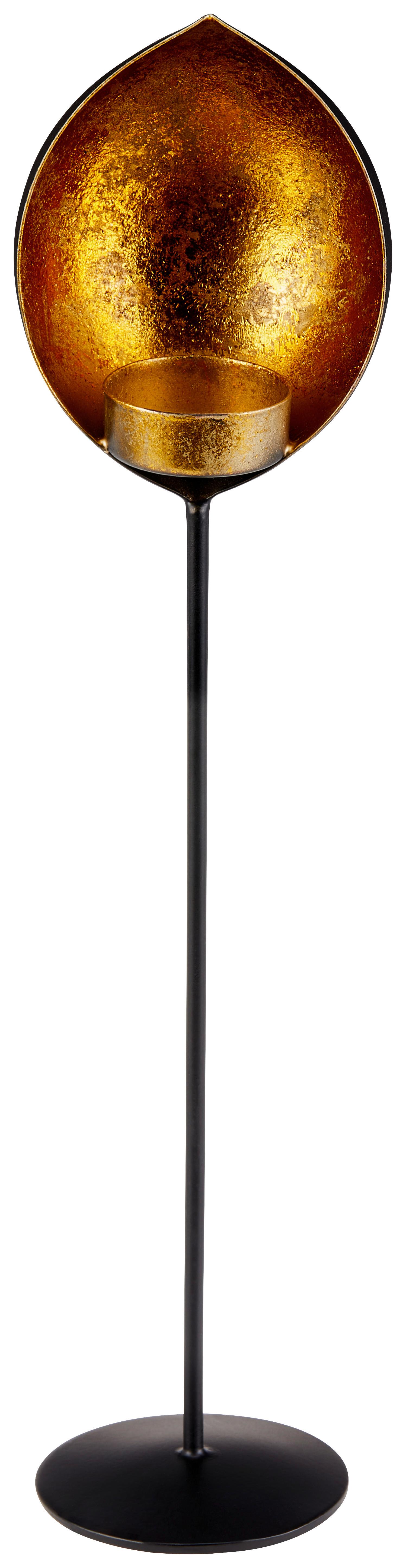 Teelichthalter Elodie Eisen Schwarz/goldf. Für 1 Teelicht - Goldfarben/Schwarz, KONVENTIONELL, Metall (9/20cm) - James Wood