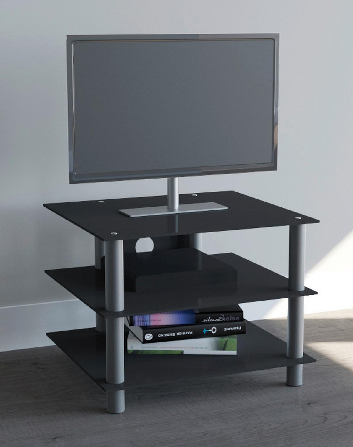 Phonotisch Sindas B: 60 Cm Schwarz/silberfarben - Silberfarben/Schwarz, KONVENTIONELL, Glas/Metall (60/45/42cm) - MID.YOU