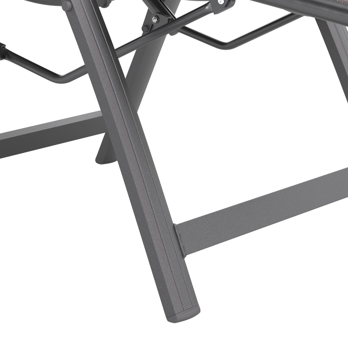 Gartensessel Klappbar Verena Aluminium, Textil - Dunkelgrau, MODERN, Textil/Metall (57/113/68cm) - Beldano