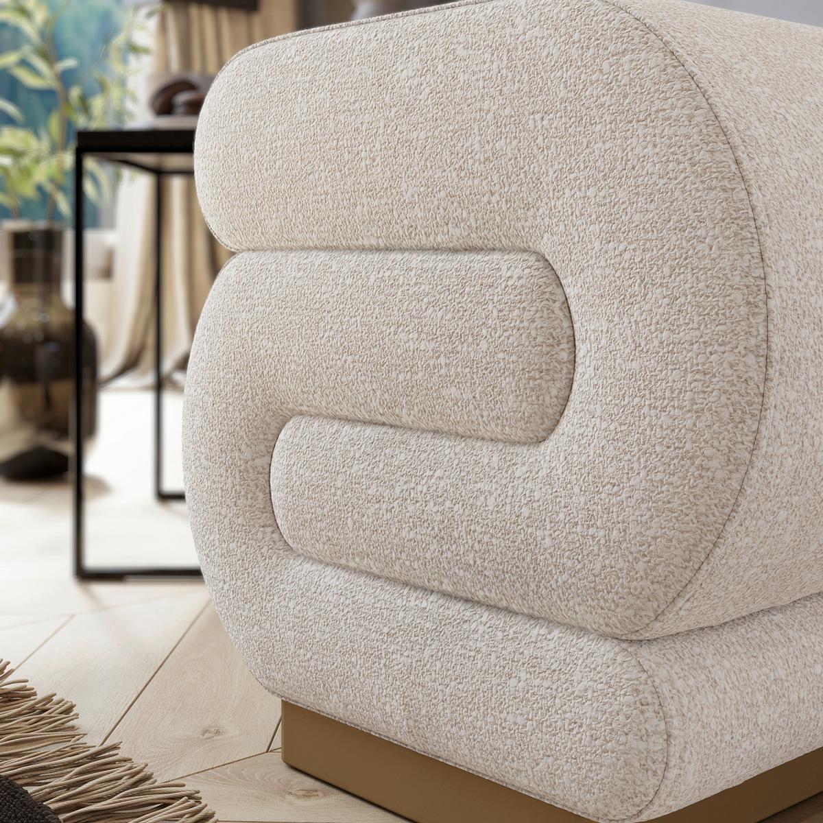 Hocker Sally Beige B: 40 Cm - Beige/Goldfarben, Design, Textil (40/42/42cm) - Livetastic