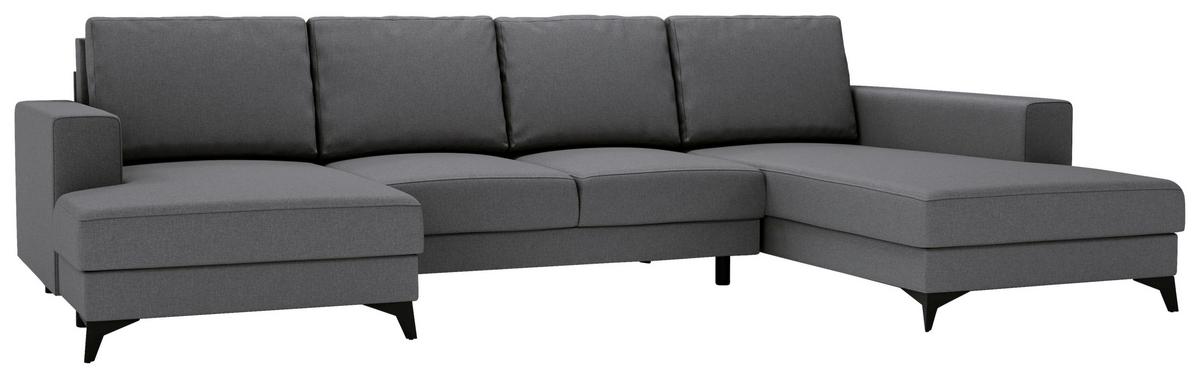 Harvey U Grau U: 156x339x190 Cm - Schwarz/Grau, Design, Textil (156/339/190cm) - Livetastic