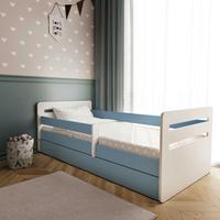 Kinder-/Juniorbett Tomi Blau/Weiß B: 80cm - Blau/Birkefarben, MODERN, Holz/Holzwerkstoff (80/160cm) - MID.YOU