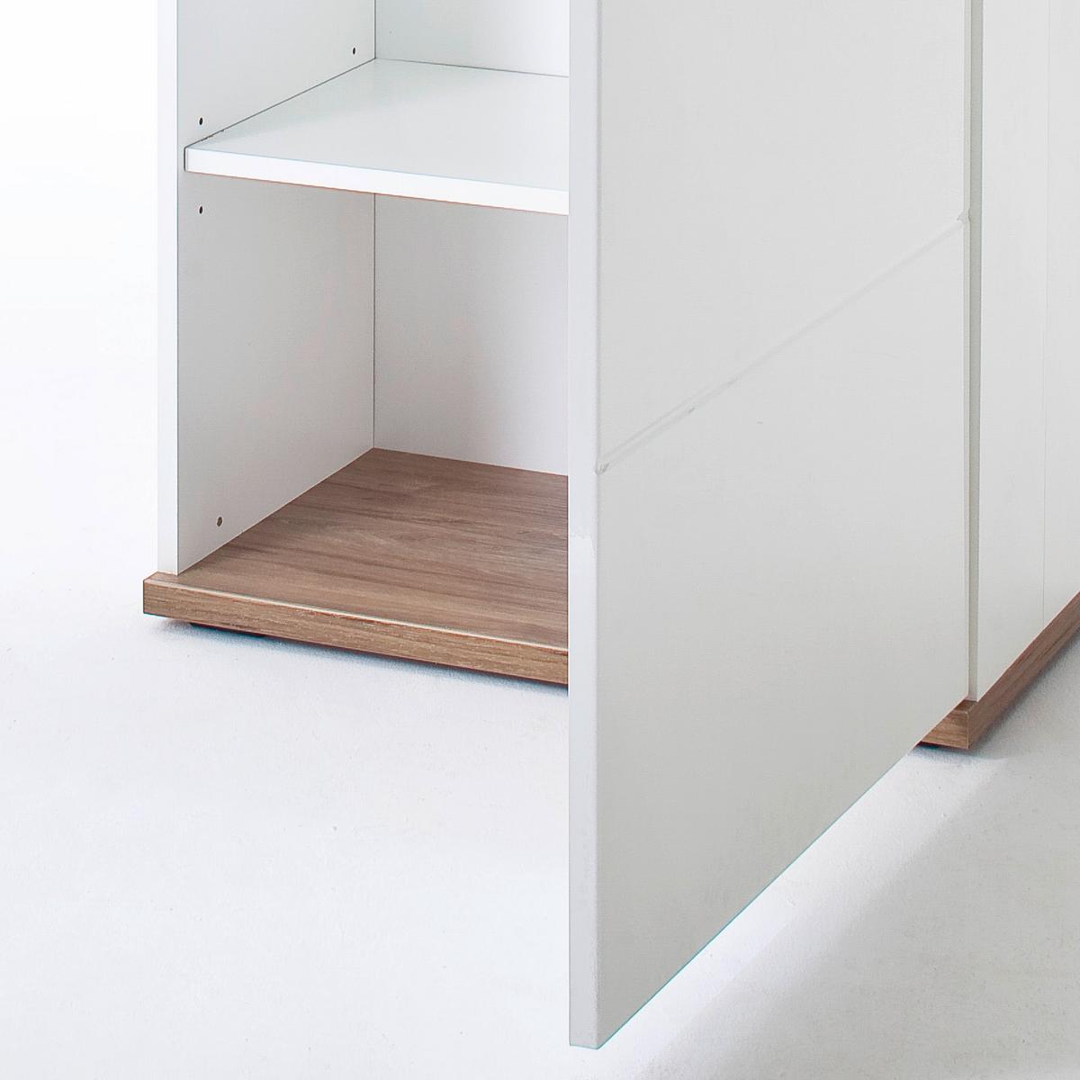 Highboard B: 90 cm Luzern Weiß/Eichefarben - Eichefarben/Weiß, Design, Glas/Holzwerkstoff (90/135/37cm) - Livetastic