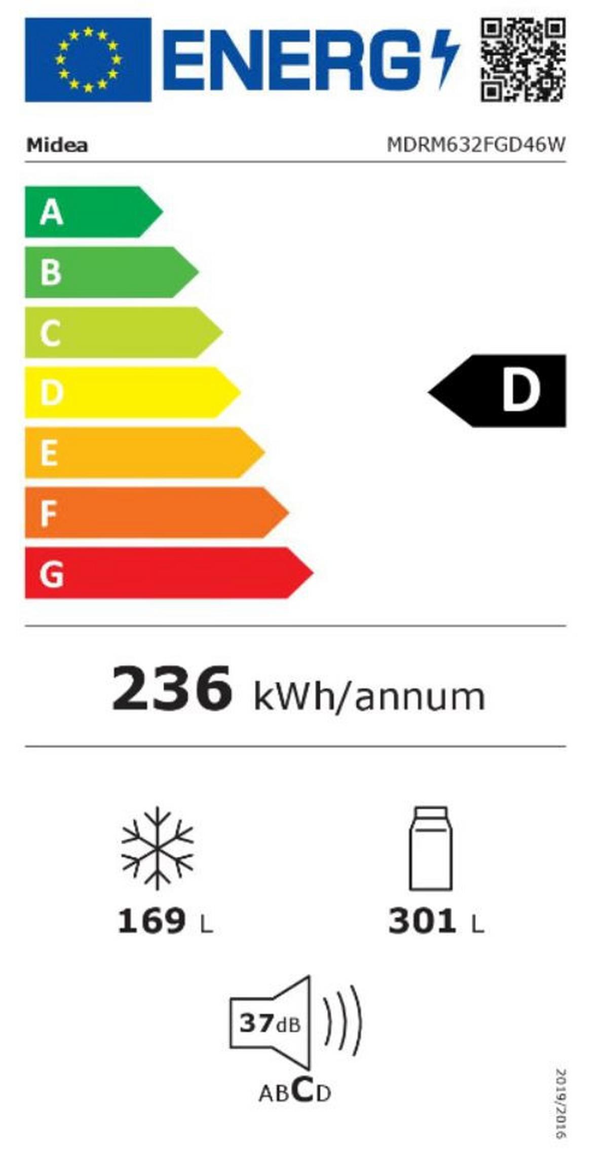Multi-Door Mdrm632fgd46w - Dunkelgrau/Weiß, Basics, Glas/Kunststoff (83.3/177.5/65.3cm) - Midea