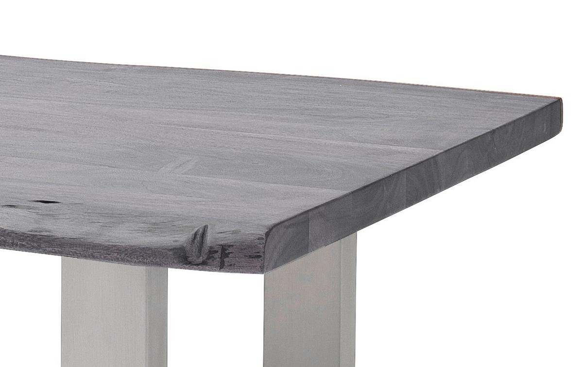 Couchtisch Holz Massiv Cartagena Grau/edelstahlf. - Edelstahlfarben/Grau, MODERN, Holz/Metall (110/45/70cm)