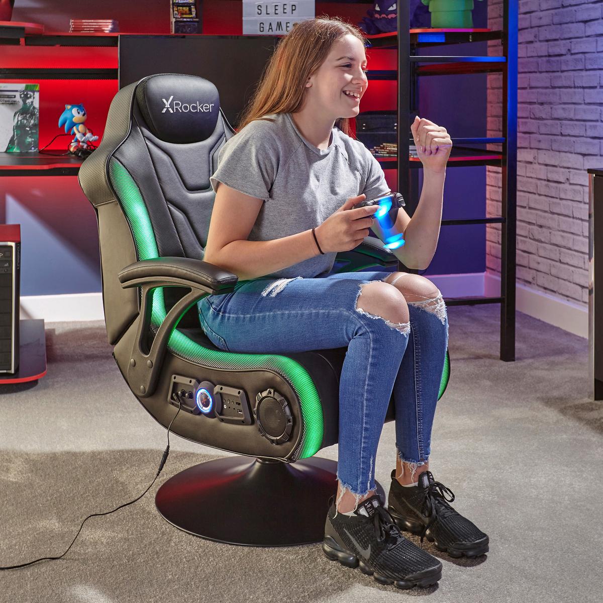 Gamingsessel Monsoon Rgb 4.1 - Schwarz, MODERN, Kunststoff/Textil (66/105/82cm) - X Rocker