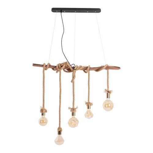 Hängeleuchte Rope H: 210 cm 5-Flammig Aus Echtholz - Naturfarben, Natur, Naturmaterialien/Holz (58/6/210cm) - Näve