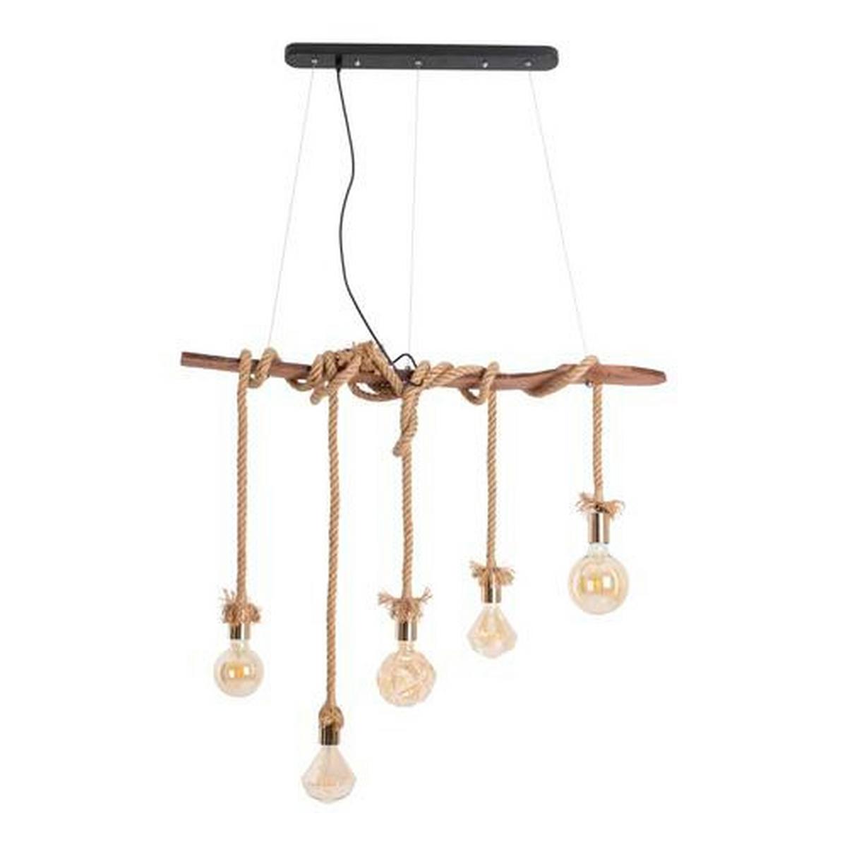 Hängeleuchte Rope H: 210 cm 5-Flammig Aus Echtholz - Naturfarben, Natur, Naturmaterialien/Holz (58/6/210cm) - Näve