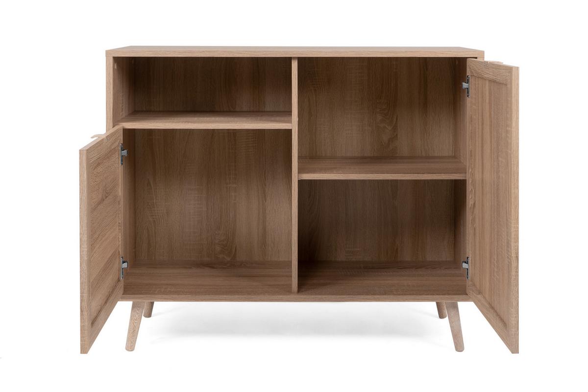 Kommode B 101,5 cm Bali, Sonoma Eiche/Geflechtsoptik - Sonoma Eiche, Natur, Holzwerkstoff (101,5/87/40cm) - MID.YOU