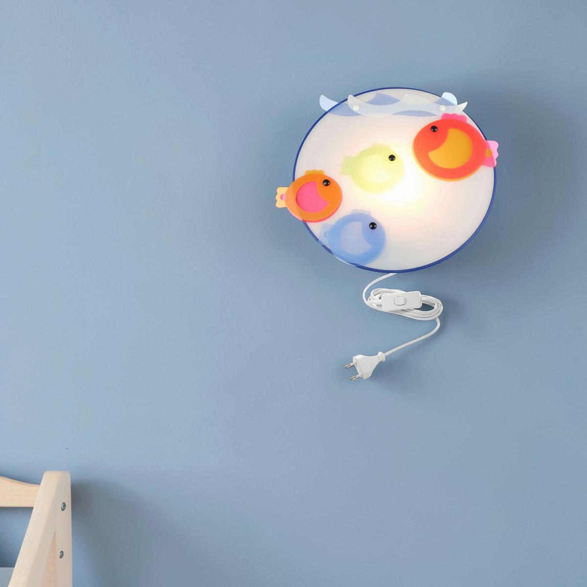 Kinderwandleuchte Fische, Schnurschalter L: 25 cm - Blau/Multicolor, Trend, Kunststoff (25/25/8cm) - Niermann