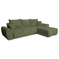 ECKSCHLAFSOFA Ramon, Dunkelgrün S: 296x182cm - Chromfarben/Dunkelgrün, Trend, Textil (296/182cm)